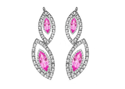 Rhodium Plated CZ Studded Gemstone Earring